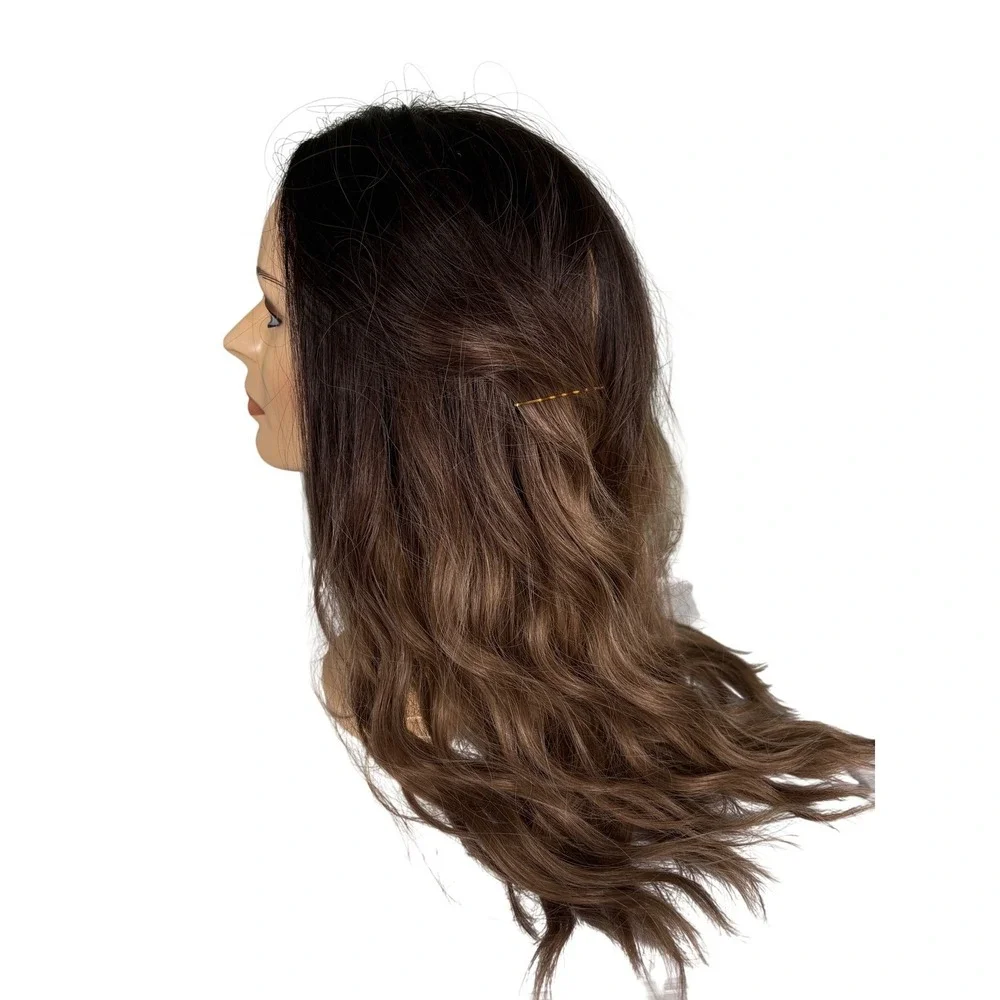 Long Wavy Ombre Synthetic Wig Dark Brown to Caramel Blonde Lace Front NWT